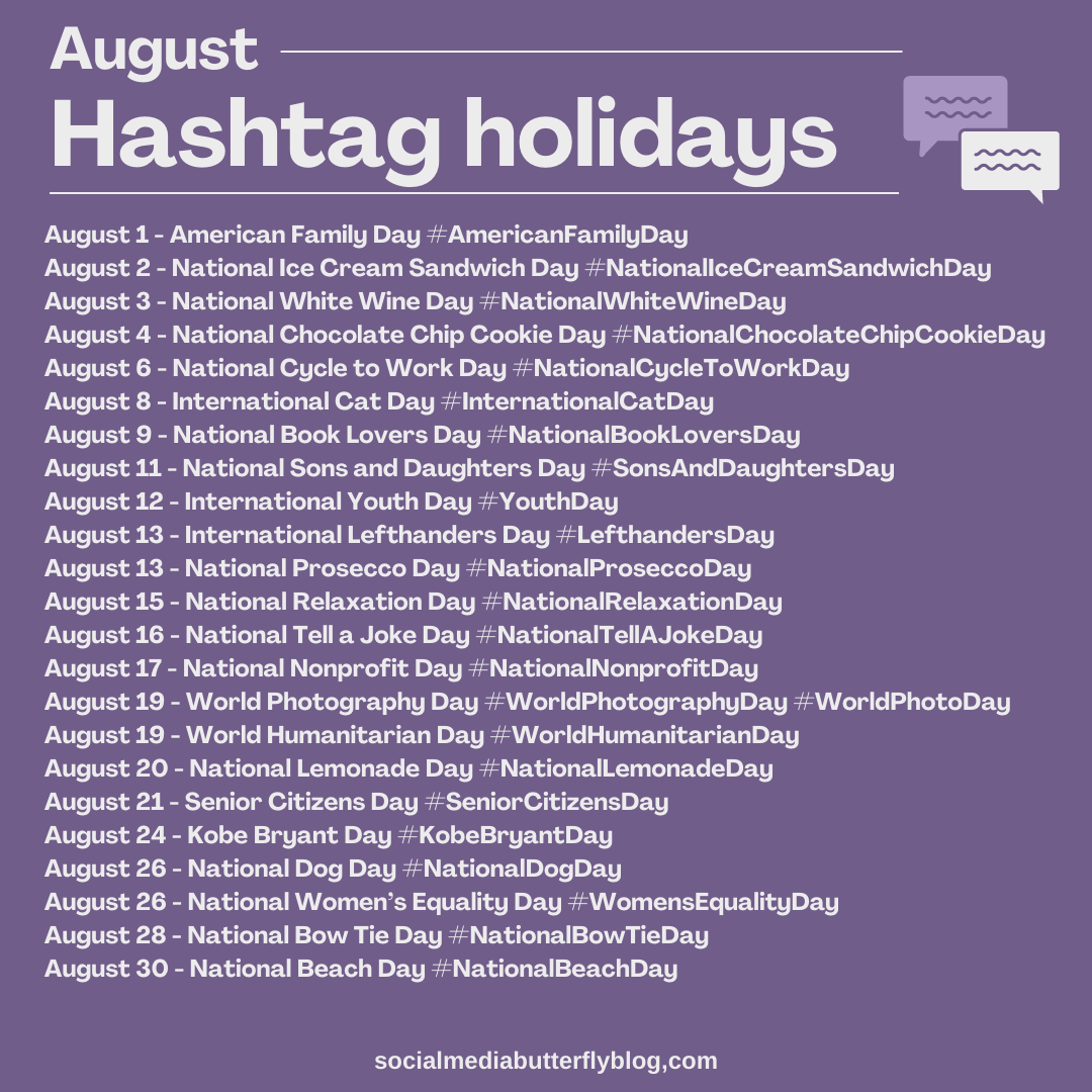 The Complete Hashtag Holiday Calendar and Post Ideas for August The